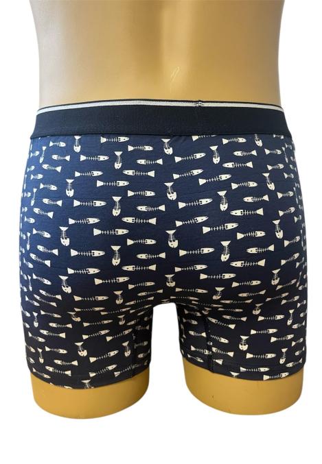 Boxeri de barbati veseli ,imprimeu peste ,culoare bleumarin ,En-gros